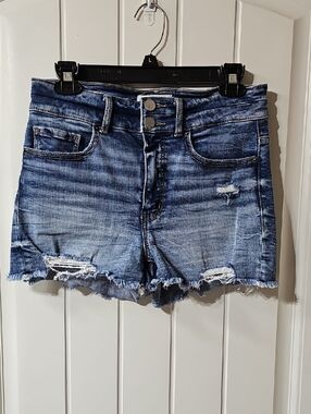 BKE Blue Distressed Frayed Hem Jean Shorts